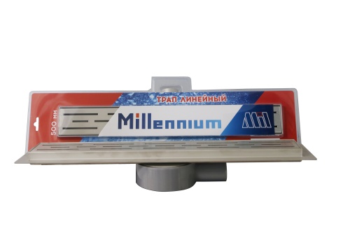 Трап линейный нержавейка с сухим поворотным гидрозатвором 60 см (решётка 01) Millennium