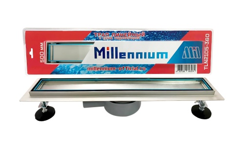 Трап линейный нержавейка с сухим поворотным  гидрозатвором  60 см(под плитку) Millennium(в блистере)